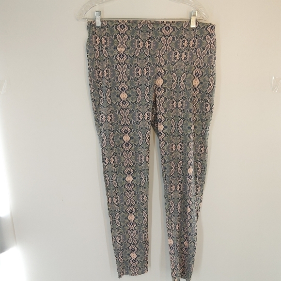 PRIMARK PINK / GRAY SNAKESKIN PRINT LEGGINGS LARGE - Picture 1 of 5